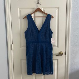 NWT Free People sapphire blue lace dress size L
